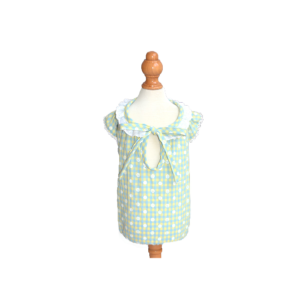 Robe d’Été en Coton Gaufré à Vichy & Dentelle
