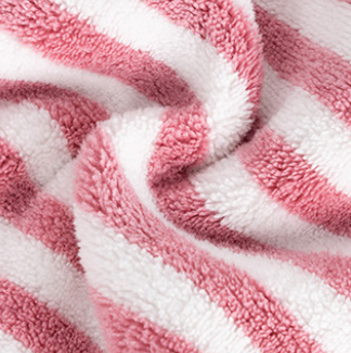 Peignoir Absorbant Rayé en Velours Corail