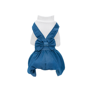 Combinaison 4 Pattes Style Salopette en Jean avec Grand Nœud & Col Tricot Élastique