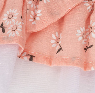Robe Florale en Tulle avec Col Claudine & Nœud