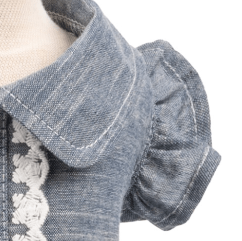 Robe en Jean et Vichy avec Col Claudine