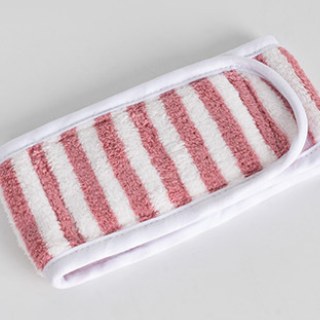 Peignoir Absorbant Rayé en Velours Corail