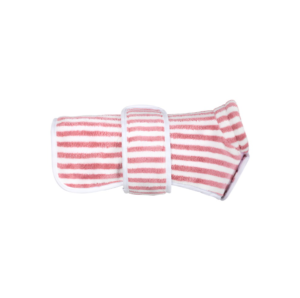 Peignoir Serviette Rayé en Velours Coral avec Ceinture Ajustable & Bordure Coton